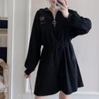 Half-zip Long-sleeve A-line Dress