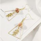 Agate Bead Alloy Branches Triangle Dangle Earring