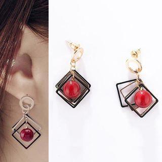 Square & Bead Dangle Earring