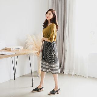 Wrap-front Patterned Skirt (l~xxl)