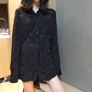 Bird Pattern Shirt Black - One Size