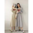 Letter Band-waist Maxi Sweatshirt Dress