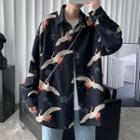 Long-sleeve Flamingo Printed Shirt