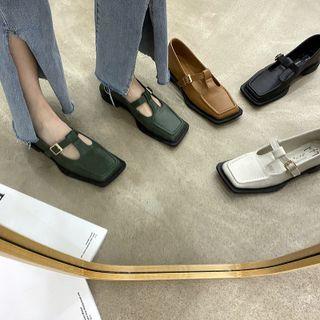 Square Toe T Strap Mary Jane Shoes