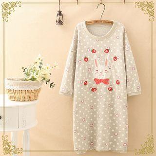 Long-sleeve Rabbit Embroidery Midi Dress