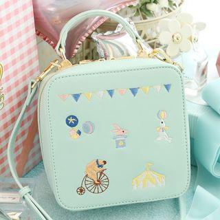 Circus Embroidered Square Crossbody Bag