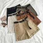 Roll-up High-waist Cargo Shorts With Belt