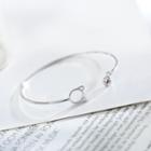 925 Sterling Silver Cat Open Bangle Silver - One Size