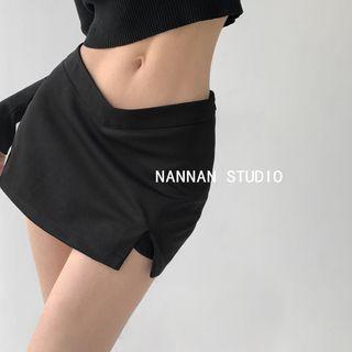 Plain Split Mini Skirt