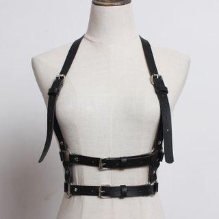 Layered Faux Leather Suspender Belt