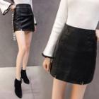 Faux-leather Slim-fitted Skirt