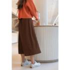 Buttoned Dotted Maxi Skirt Brown - One Size