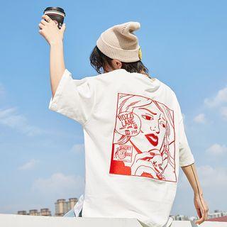 Short-sleeve Comic Embroidered T-shirt