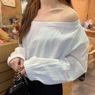 Off-shoulder Plain Crop Top