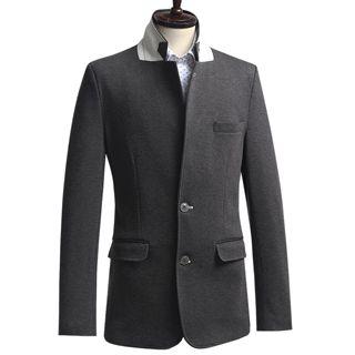 Contrast-trim Notched-lapel Jacket