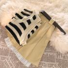 Sleeveless Striped Knit Top / Mock Two-piece Mini Skirt