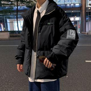 Lettering Patch Padded Zip Jacket