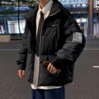 Lettering Patch Padded Zip Jacket