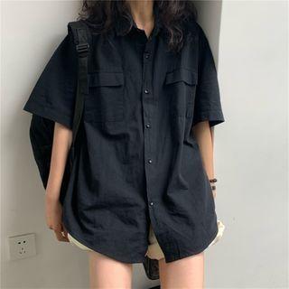 Plain Short-sleeve Cargo Shirt / Belt