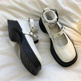 Platform Chunky Heel Heart Studded Mary Jane Shoes