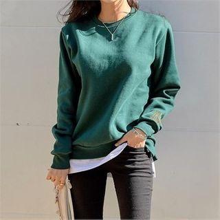 Letter Embroidered Layered-hem Pullover
