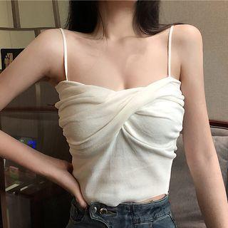 Spaghetti Strap Twist-front Knit Top