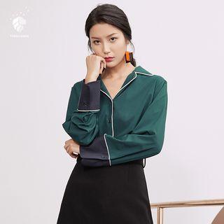 Contrast Trim Color Panel Shirt