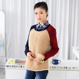 Fleece Panel Color-block Sweater