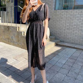 Tie-back Polka-dot Chiffon Dress