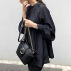 Puff-sleeve Shirred Blouse Black - One Size