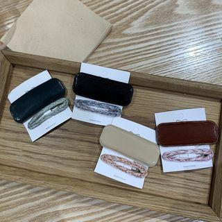 Set: Faux Leather / Yarn Hair Clip