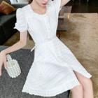 Button-up Short-sleeve A-line Dress