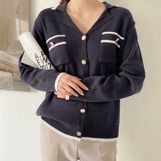Notch-collar Ringer Cardigan