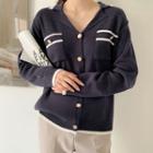 Notch-collar Ringer Cardigan