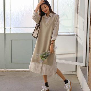 Belted-back Long Sweater Vest