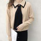 Tie-neck Collared Sweater Camel - One Size