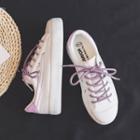 Contrast Trim Canvas Lace-up Sneakers