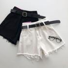 Frayed High-waist Shorts With Belt