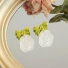 Bow Flower Resin Dangle Earring 1 Pair - Green & Translucent White - One Size