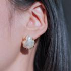 Asymmetrical Faux Pearl Stud Earring / Clip-ons Earring