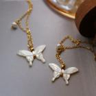 Butterfly Shell Pendant Stainless Steel Necklace Gold - One Size