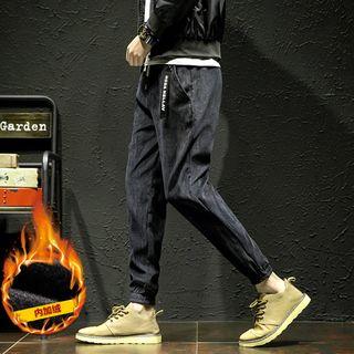 Drawstring Corduroy Fleece-lining Pants