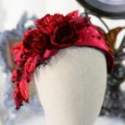 Floral Embellished Headband Red - One Size