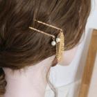 Set: Faux Pearl Hair Clip Set Of 2 - Gold - One Size