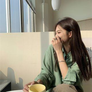 Plain Oversize Pleated Shirt