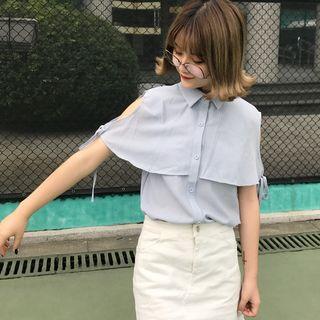 Cape-sleeve Chiffon Blouse