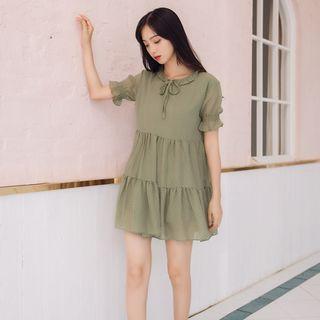 Tiered Short Sleeve Chiffon Dress