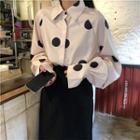 Lantern-sleeve Dotted Shirt As Shown In Figure - One Size