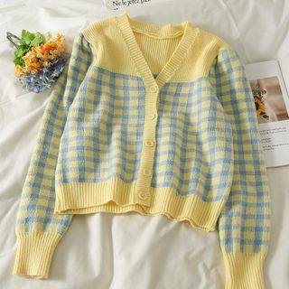 Checkerboard Slim-fit Cardigan