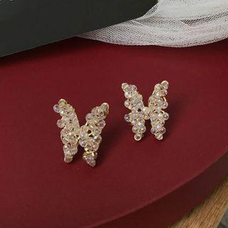 Rhinestone Butterfly Stud Earring 1 Pair - Butterfly - One Size